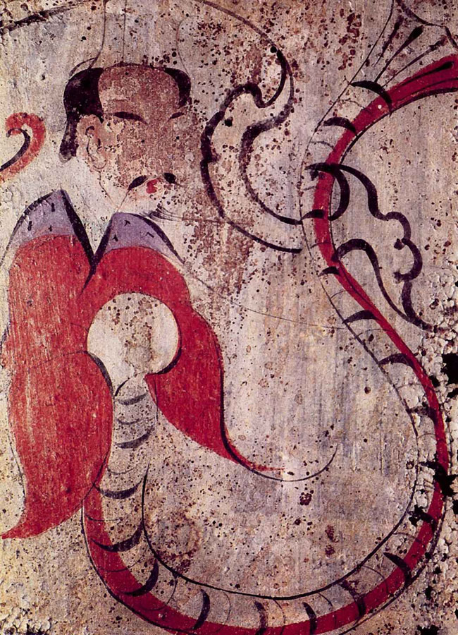 Настенная роспись с изображением древнего божества Фуси из гробницы Буцяньцу