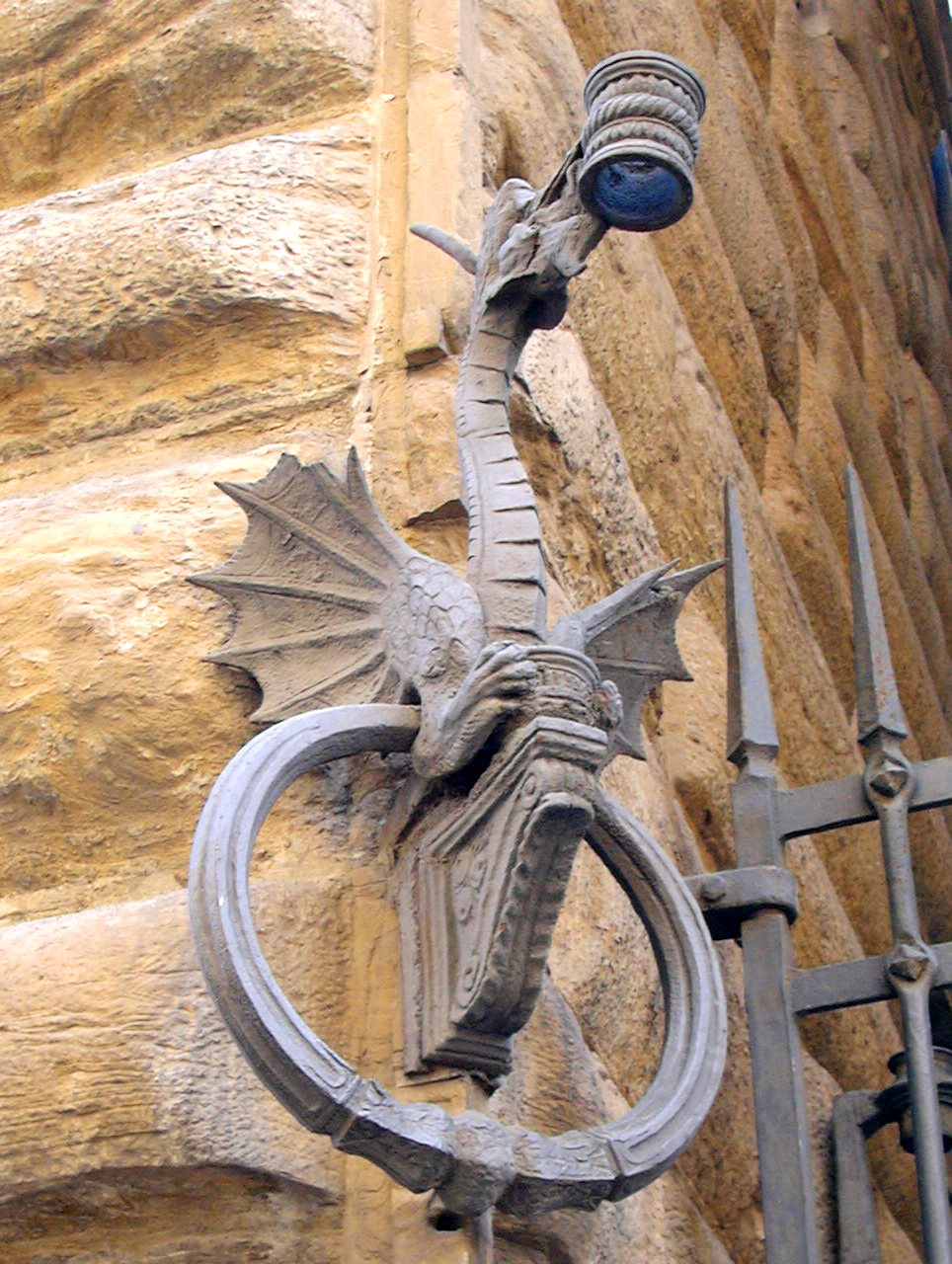 Dragon sconce on the Strozzi palace Florence Italy